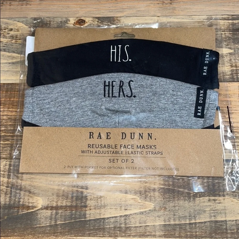 Rae Dunn HIS HERS Reusable Face Mask